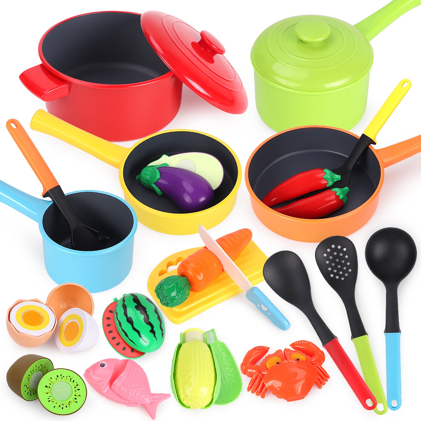 Kitchen Pretend Play Toys Kitchen Cooking Playset for Kids(RED) - GILOBABY