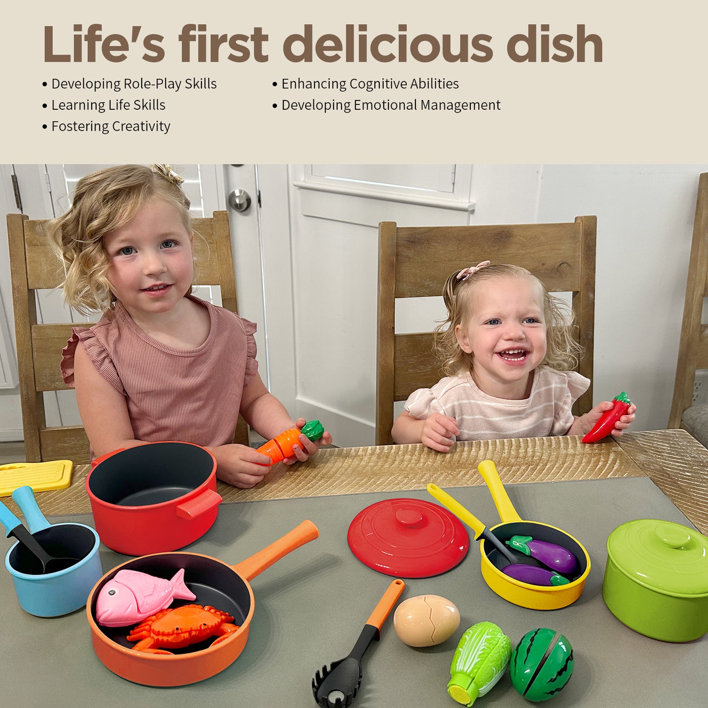 Kitchen Pretend Play Toys Kitchen Cooking Playset for Kids(RED) - GILOBABY