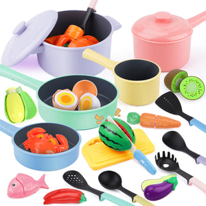 Open image in slideshow, Kitchen Pretend Play Toys Kitchen Cooking Playset for Kids - GILOBABY

