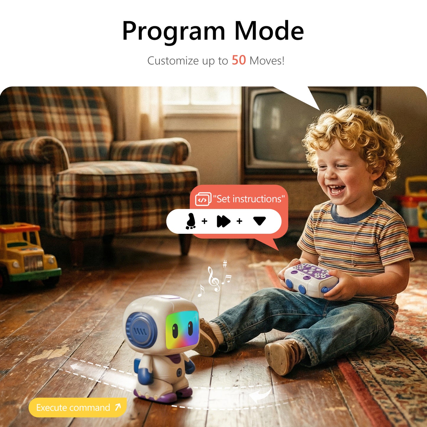 GILOBABY Programmable RC Robot Toy for Boys & Girls--Pupple