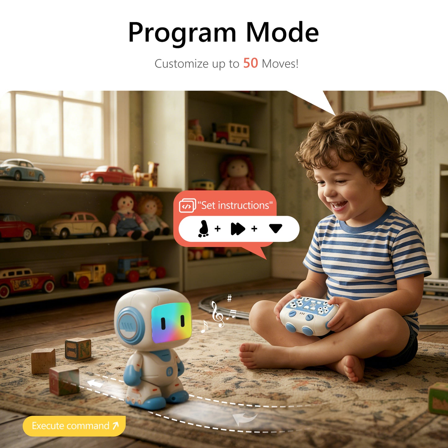 GILOBABY Programmable RC Robot Toy for Boys & Girls--Blue