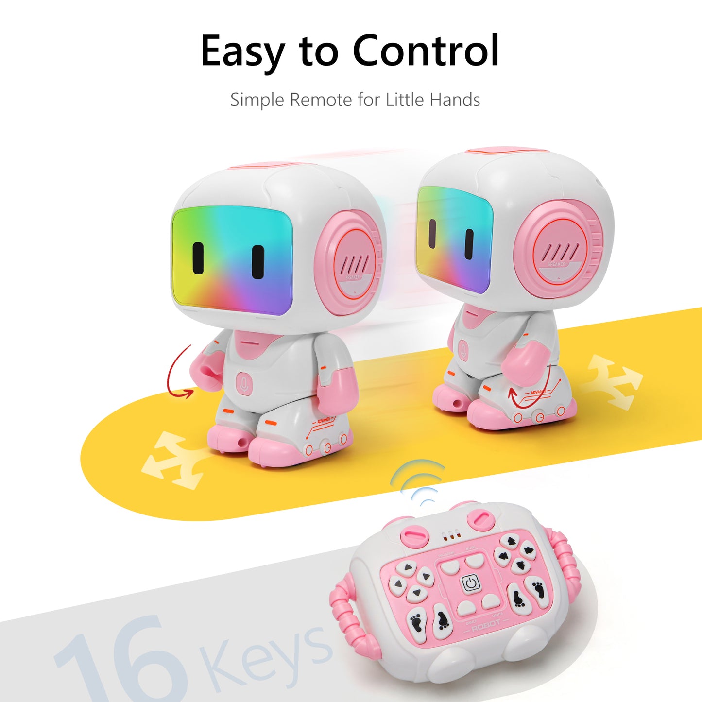 GILOBABY Programmable RC Robot Toy for Boys & Girls--Pink
