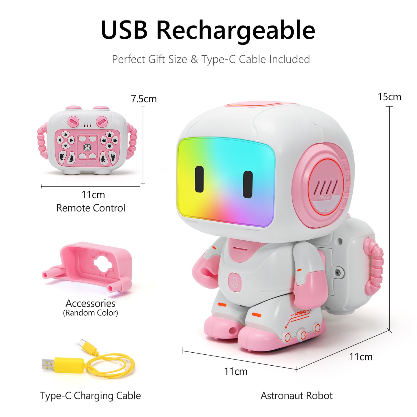 GILOBABY Programmable RC Robot Toy for Boys & Girls--Pink