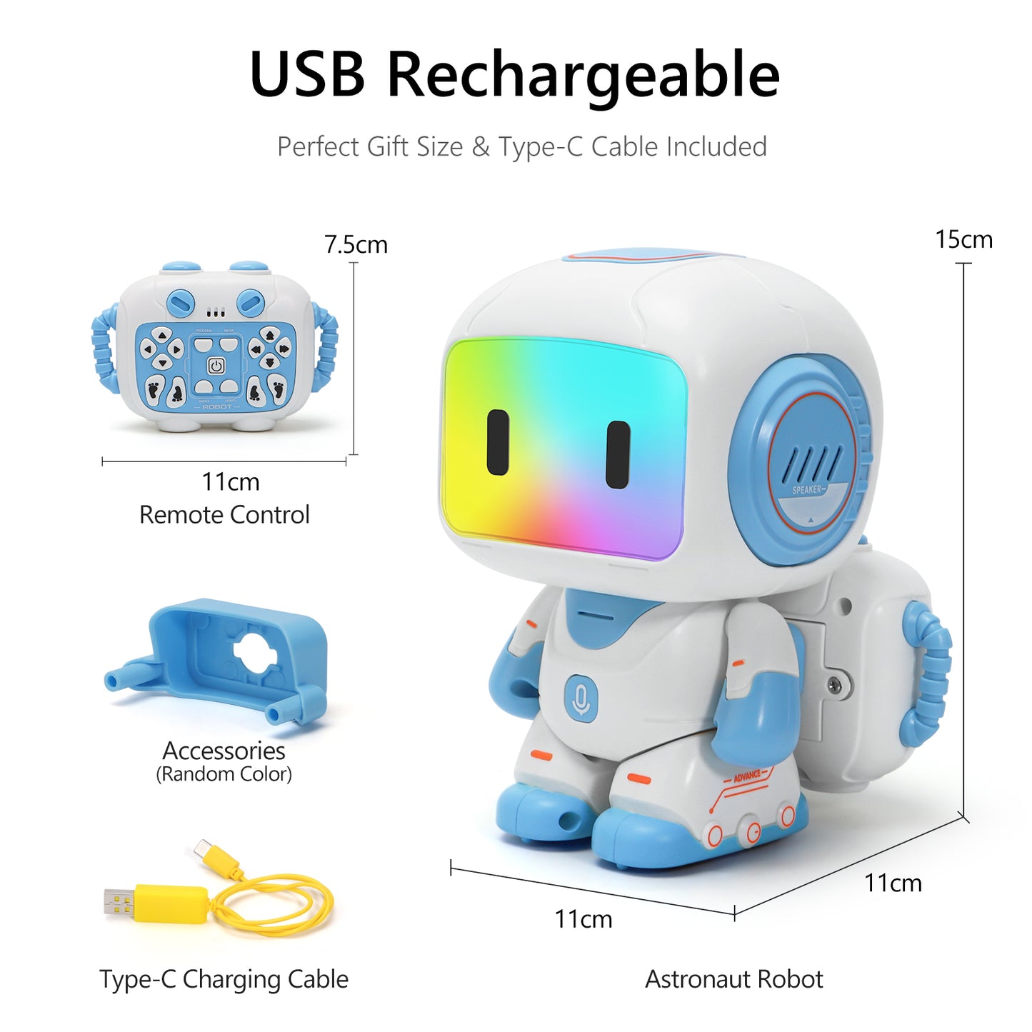 GILOBABY Programmable RC Robot Toy for Boys & Girls--Blue