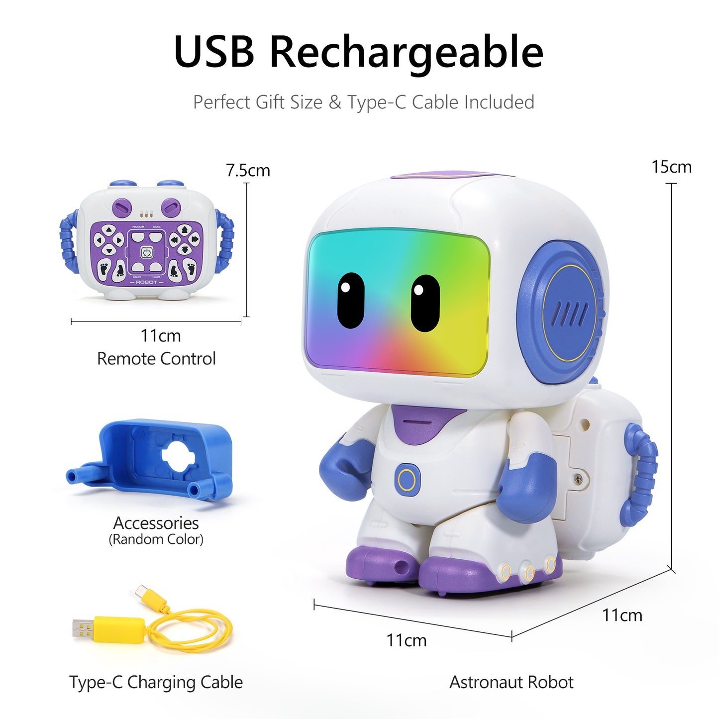GILOBABY Programmable RC Robot Toy for Boys & Girls--Pupple
