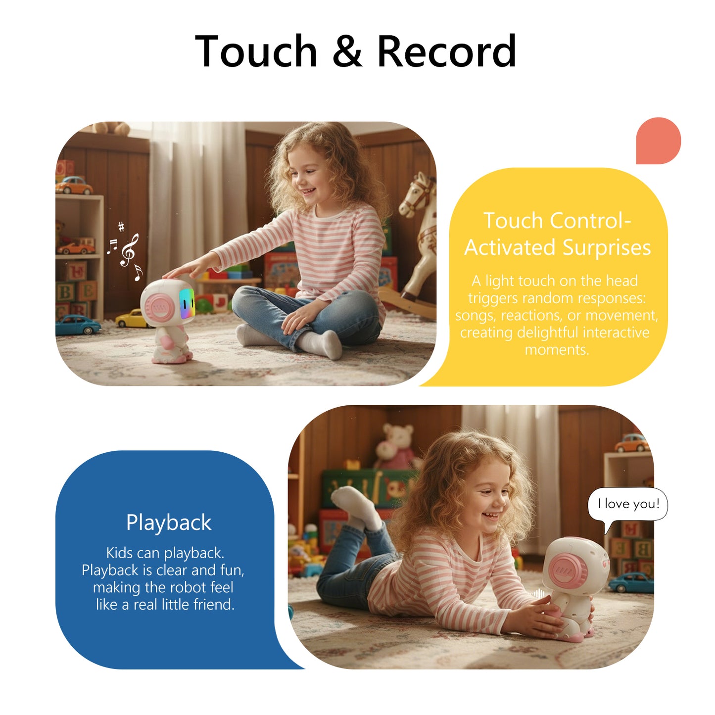 GILOBABY Programmable RC Robot Toy for Boys & Girls--Pink